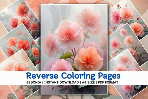 Download Begonia Flowers Reverse Coloring Pages - Coloring page Collection