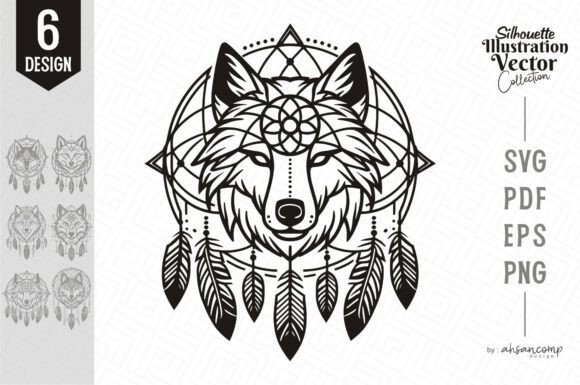 Download Wolf Dreamcatcher Tribal Line Art Vector - Premium Resources