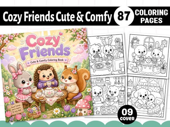 Download Cozy Friends Cute &amp; Comfy Coloring Pages - Coloring page Collection
