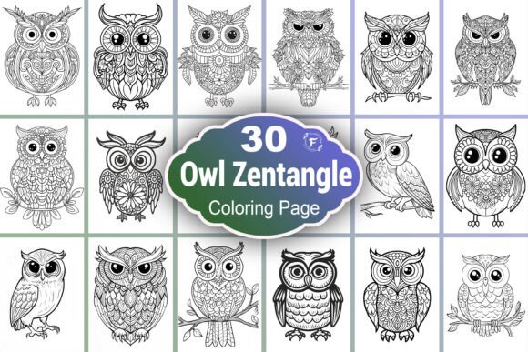 Download Zentangle Owl Coloring Page - Coloring page Collection