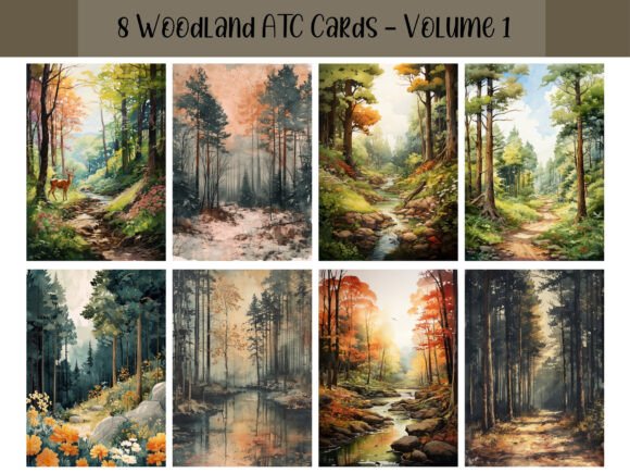Download 8 Woodland ATC Cards for Scrapbooking - Scrapbooking Collection