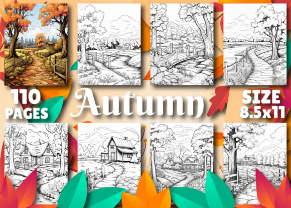 Download Autumn Scenery Adult Coloring Pages - Coloring page Collection