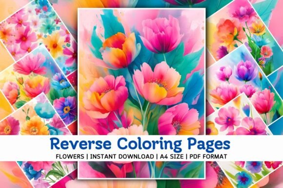 Download Floral Reverse Coloring Pages V01 - Coloring page Collection