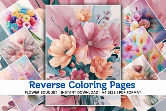 Download Flower Bouquet Reverse Coloring Pages V3 - Coloring page Collection