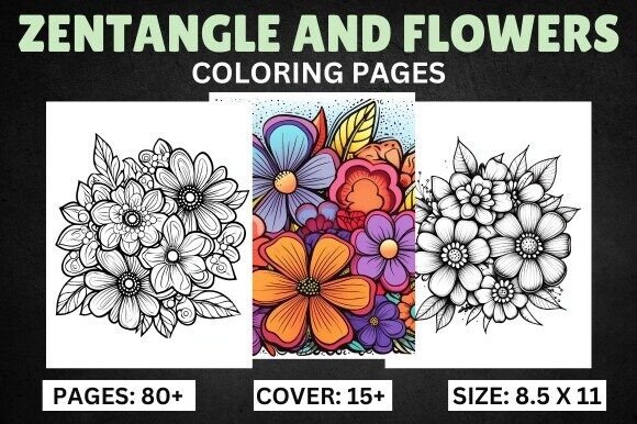 Download Zentangle and Flowers Coloring Pages - Coloring page Collection