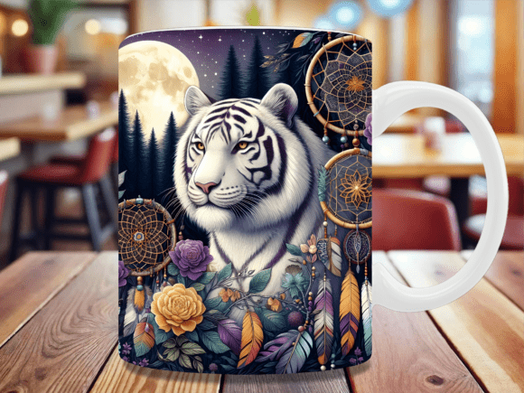 Download Tribal Dreamcatcher Boho White Tiger Mug - Tribal Collection