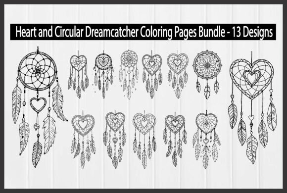 Download Heart and Circular Dreamcatcher Coloring - Premium Resources