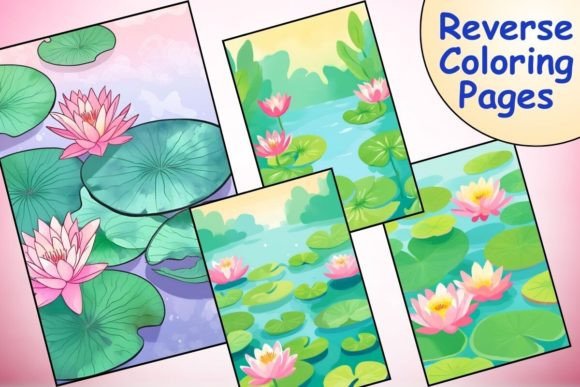 Download Lily Pads Reverse Coloring Pages - Coloring page Collection