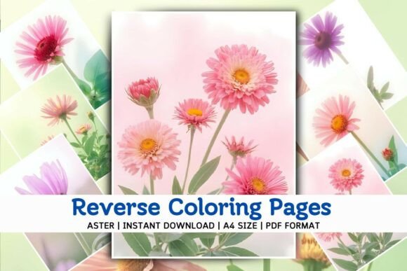 Download Aster Flower Reverse Coloring Pages - Coloring page Collection
