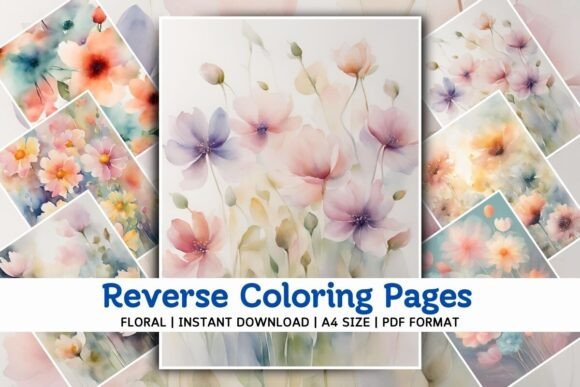 Download Enchanting Floral Reverse Coloring Pages - Coloring page Collection